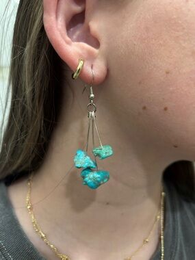 Turquoise Nugget Dangle Earrings - Unbranded
